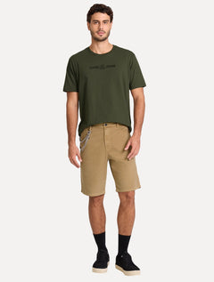 Camiseta John John Masculina Regular Fit Basic Logo Flat Verde Militar