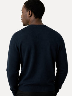 Suéter Calvin Klein Jeans Masculino Tricot Gola Careca Liso Azul Marinho