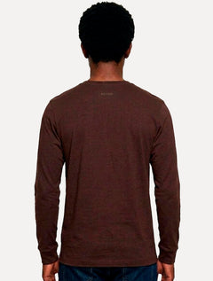 Camiseta Aramis Masculina Basic Lisa Manga Longa Mono Logo Marrom Café
