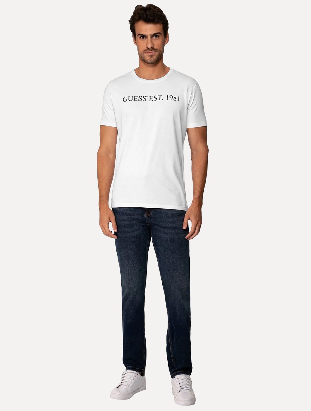 Camiseta Guess Masculina Est 1981 Relevo Branca