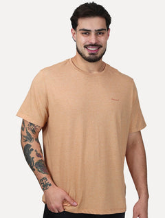 Camiseta Individual Comfort Linho Listrada Silk Logo Laranja Claro