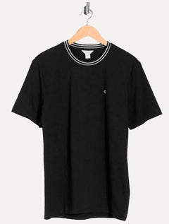Camiseta Calvin Klein Masculina Cotton Friso Gola CK Logo Bordado Preta