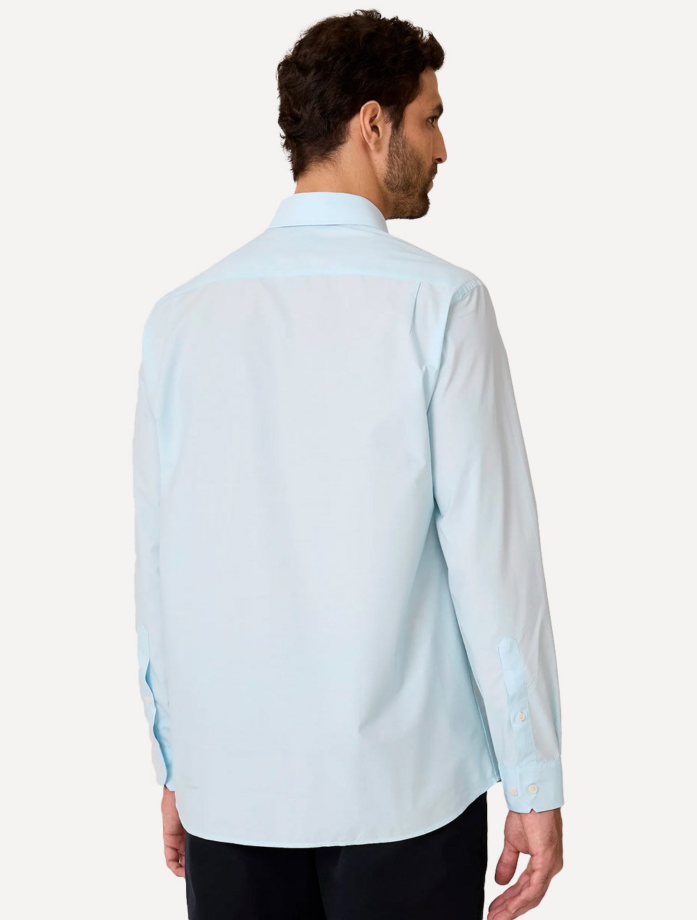 Camisa Dudalina Masculina Comfort Tricoline Lisa Azul Claro