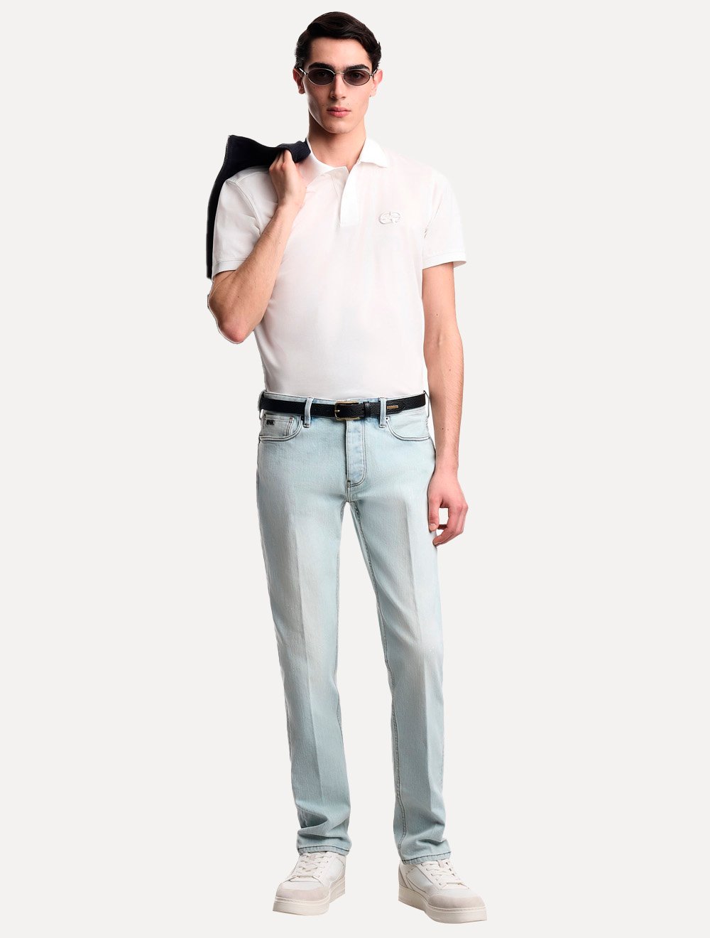 Camisa Polo Empório Armani Masculina Embossed EA Logo Embroidery Off-White