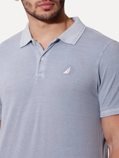 Polo Nautica Masculina Piquet Laundry Stoned Azul Médio