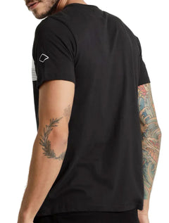 Camiseta Replay Masculina C-Neck Brand Stripes Preta