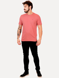 Camiseta Individual Masculina Comfort Logo Rosa Médio