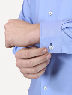 Camisa Dudalina Masculina Slim Superfine Cotton Light Lisa Azul Médio