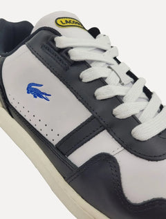 Tênis Lacoste Masculino T-Clip Leather Colour Contrast Trainers Branco/Preto