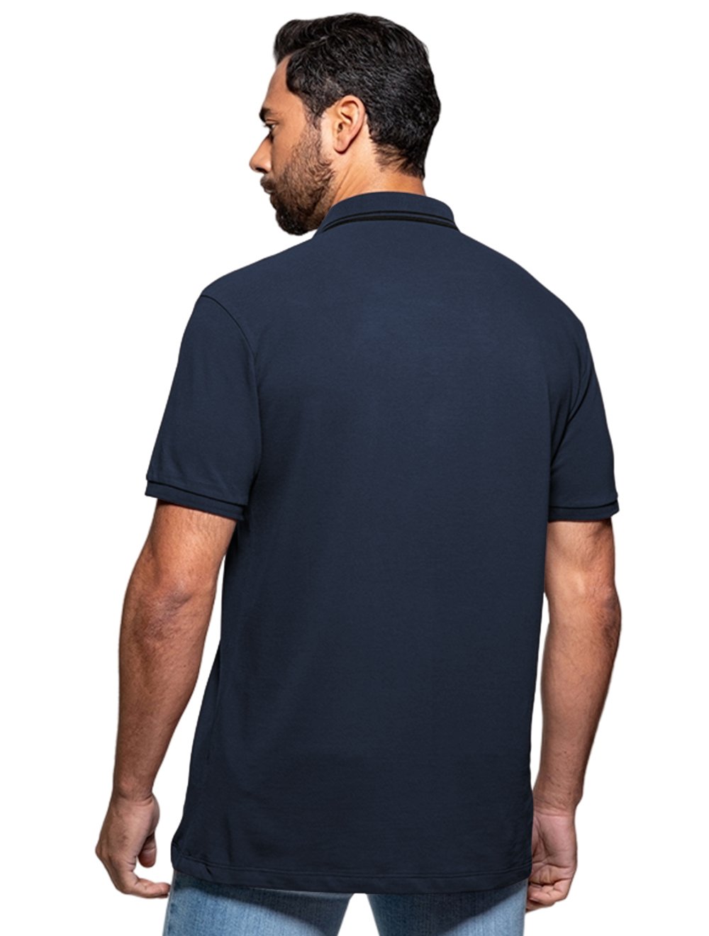 Polo Guess Masculina Piquet Silk Frisos Azul Escuro