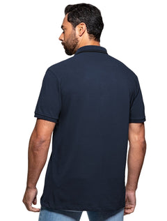 Polo Guess Masculina Piquet Silk Frisos Azul Escuro