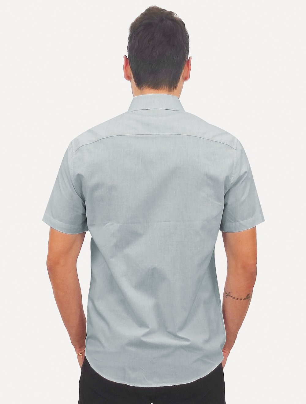 Camisa Calvin Klein Masculina Manga Curta Tela Algodão Azul Claro Mescla