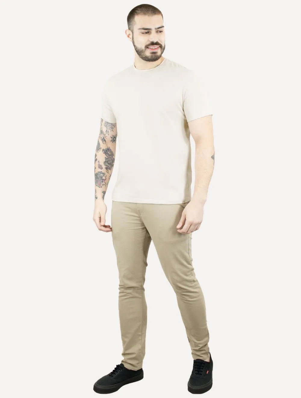 Camiseta Calvin Klein Masculina Barra Tag Off-White