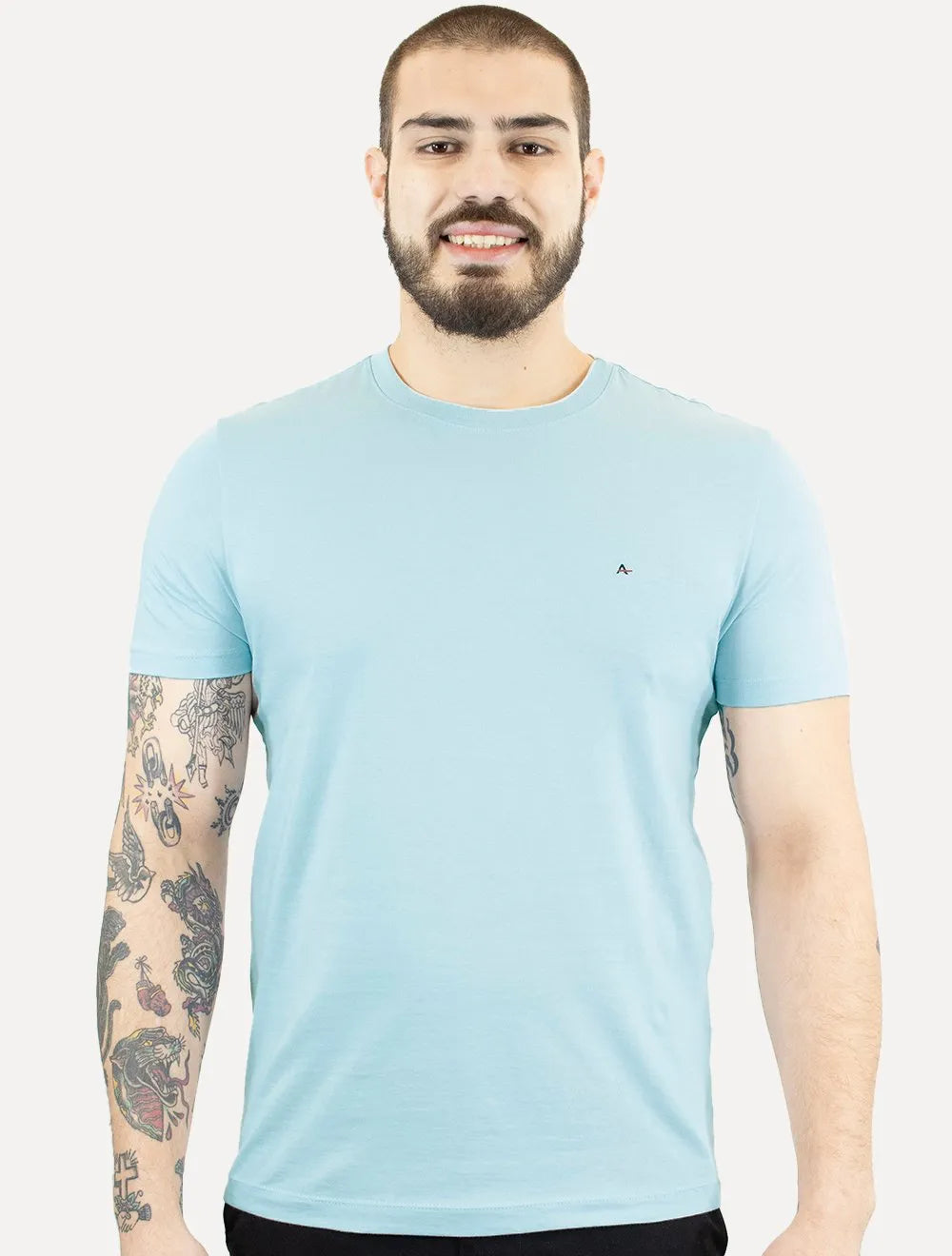 Camiseta Aramis Masculina Basic Lisa Azul Pastel