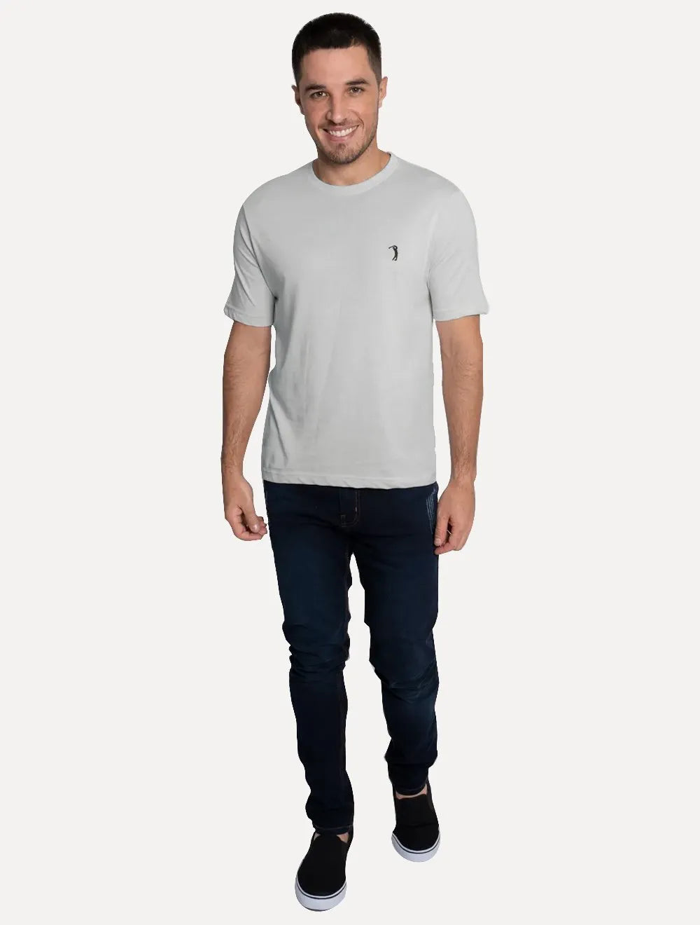 Camiseta Aleatory Masculina Navy Icon Cinza Claro
