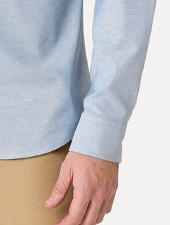 Camisa Dudalina Masculina Milano Fit Tricoline Stretch Oxford Azul Claro