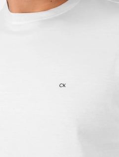 Camiseta Calvin Klein Masculina Meia Malha Basica Upper CK Branca