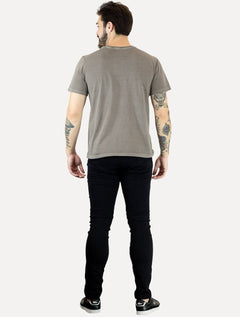 Camiseta Ellus Masculina Cotton Fine Grunge Gothic Classic Cinza Médio