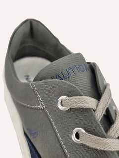 Tênis Nautica Masculino Denim Sailboat Logo Fanton Lona Cinza Escuro/Azul Marinho