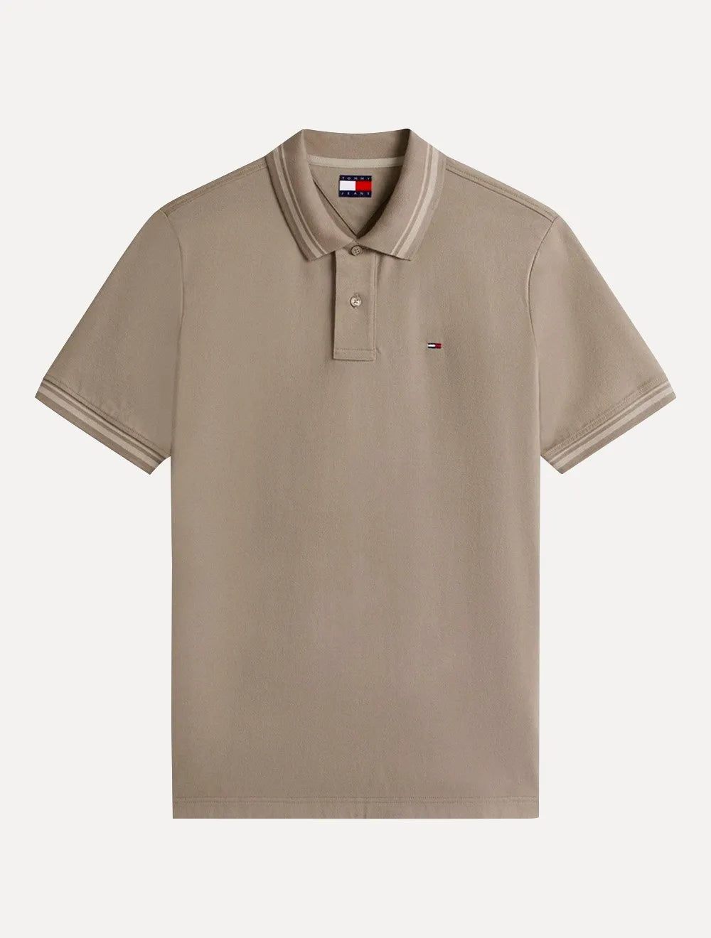 Camisa Polo Tommy Jeans Masculina Piquet Regular Tipped Marrom Médio
