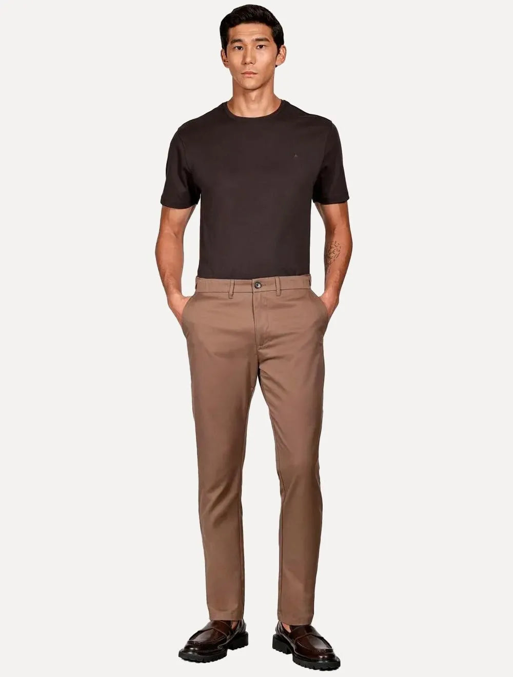 Camiseta Aramis Masculina Basic Lisa Mono Icon Marrom Escuro