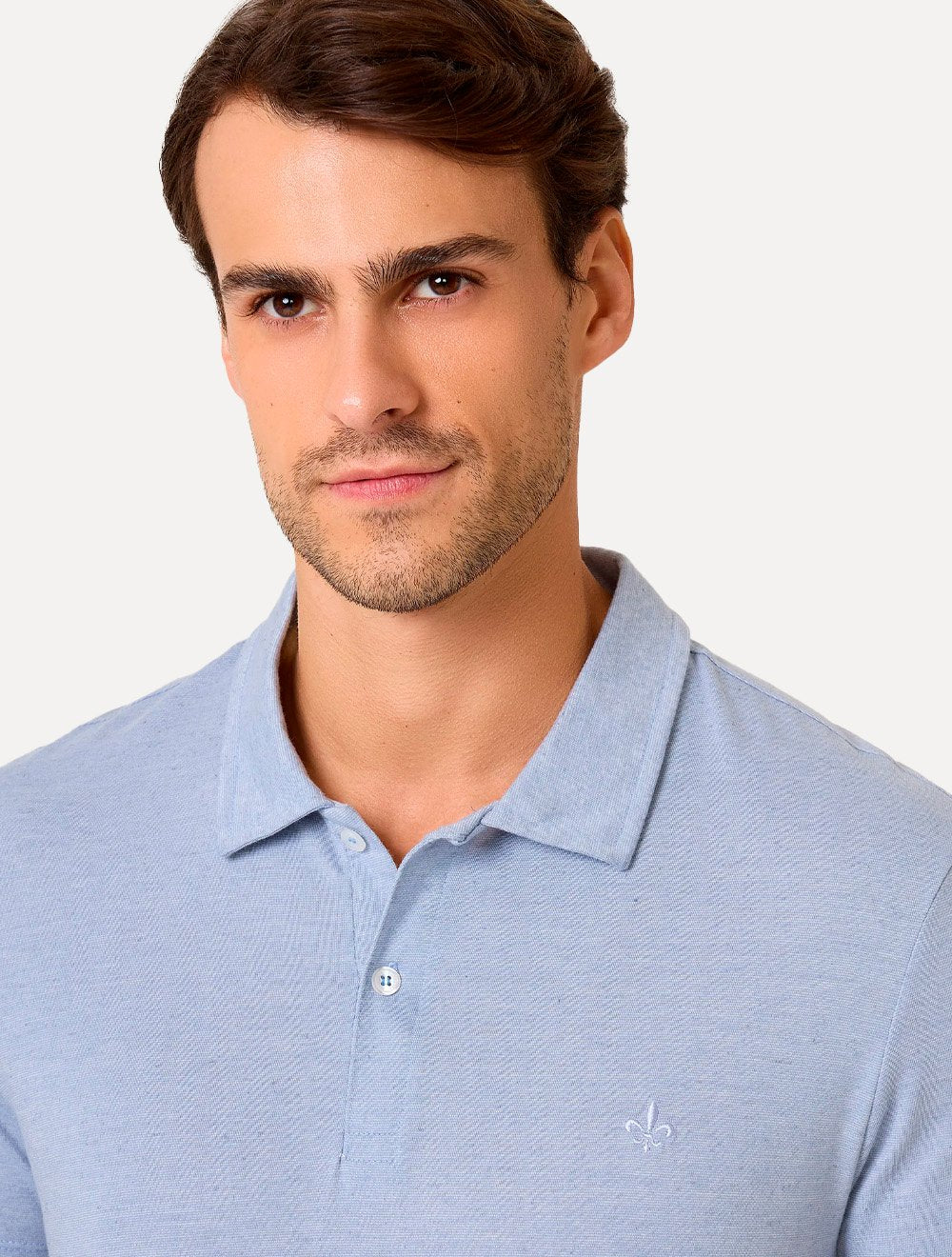Polo Dudalina Masculina Malha Cotton Linho Azul Escuro