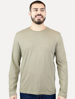 Camiseta Calvin Klein Jeans Masculina Rubber CK Frontal Cáqui Médio