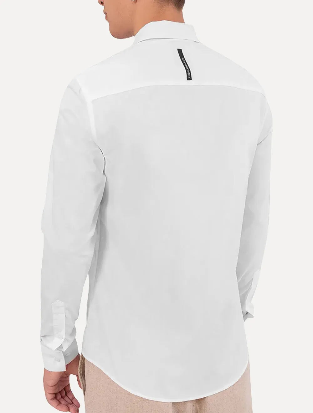 Camisa Calvin Klein Jeans Regular Plain Grey Logo Branca