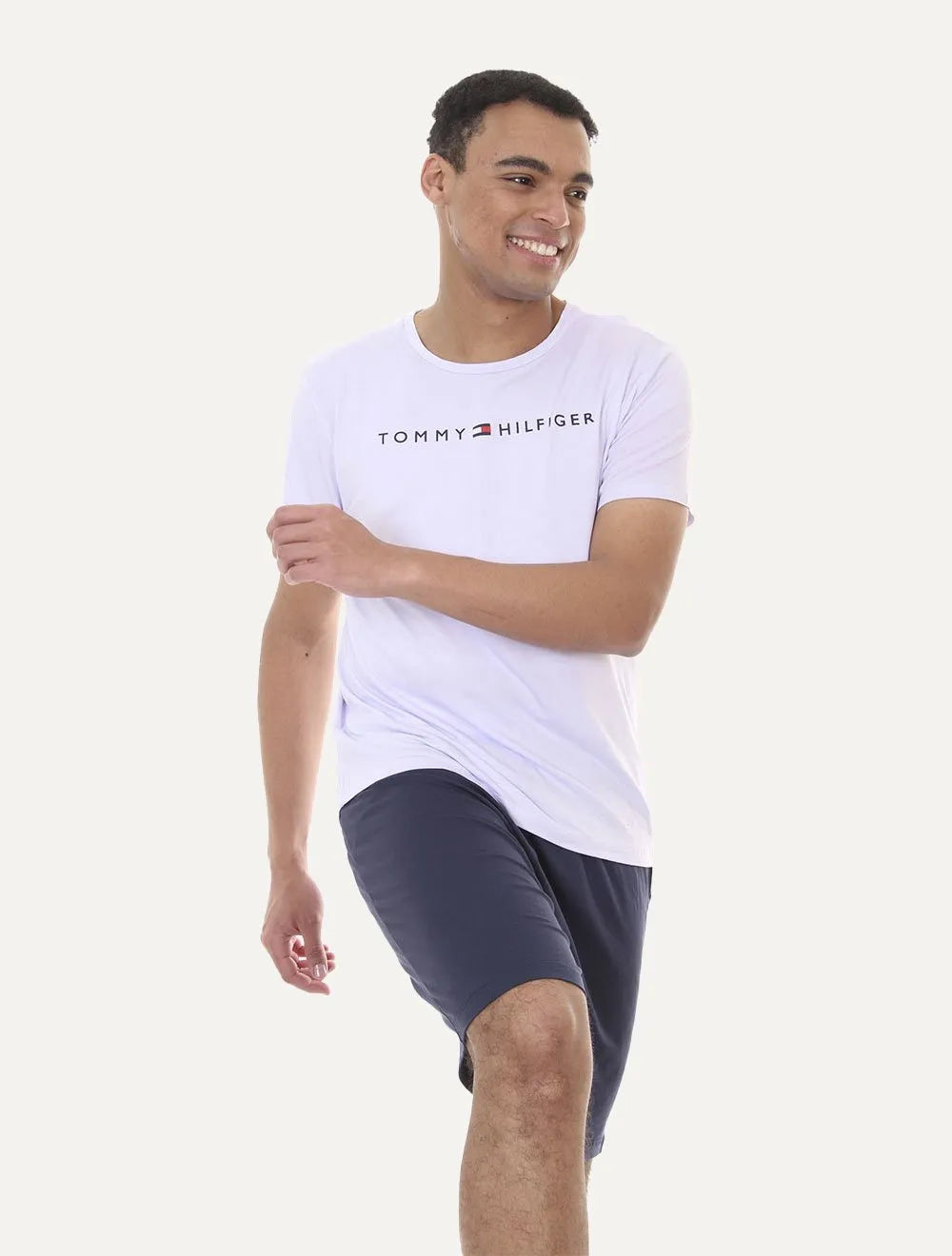 Pijama Tommy Hilfiger Masculino Manga Curta Short Essentials Set Branco/Marinho