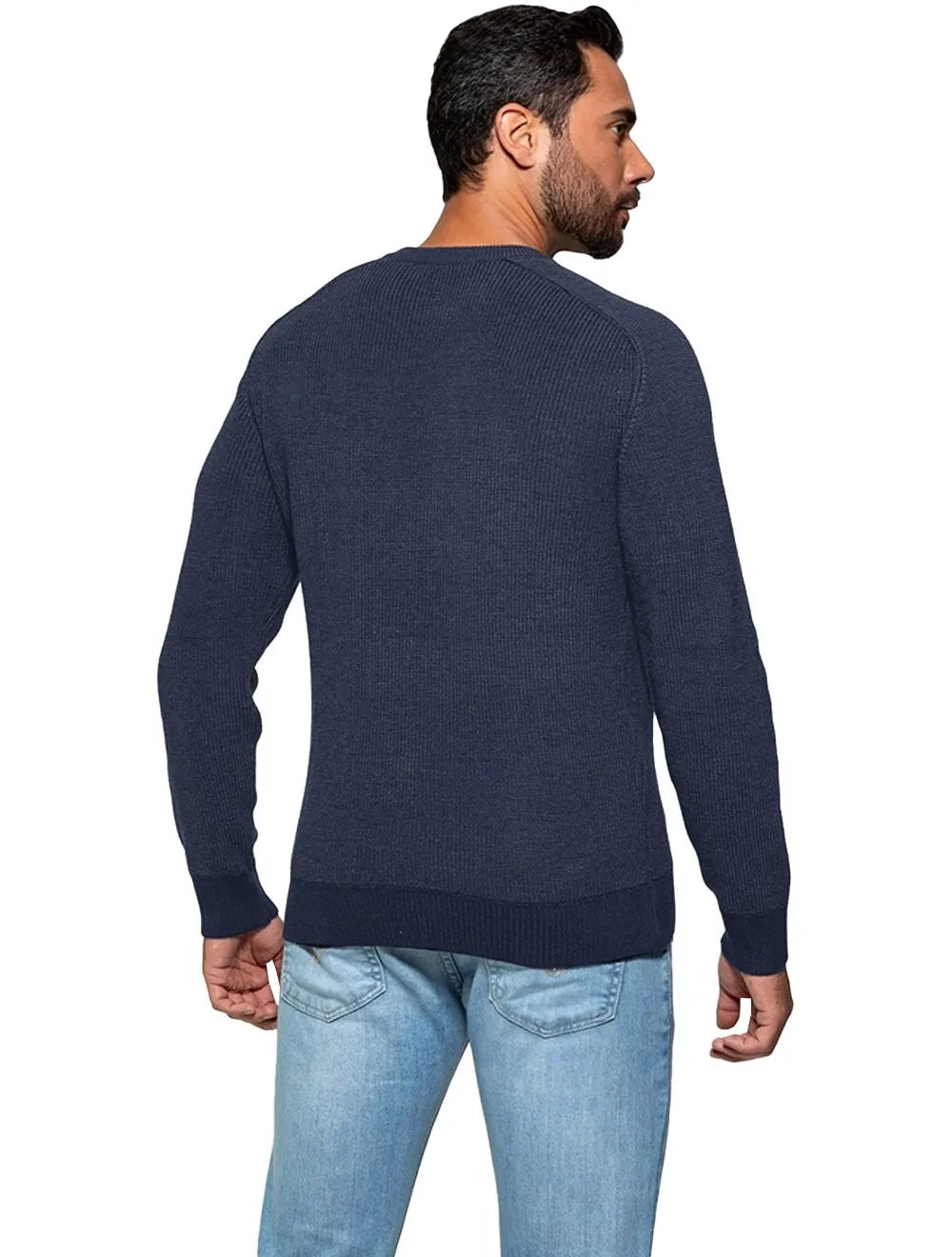 Blusa Guess Tricot Pullover Estonado Logo Azul Marinho