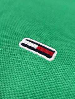 Polo Tommy Jeans Masculina Regular Piquet Flag Cuffs Verde