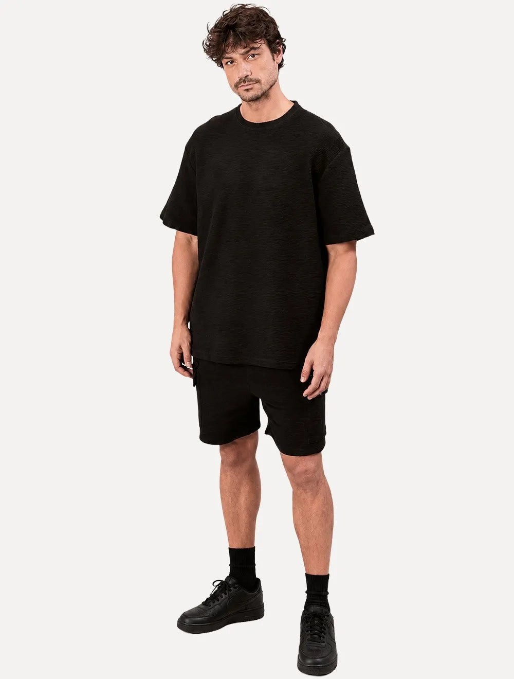 Camiseta Calvin Klein Jeans Masculina Listras Relevo Lisa Preta