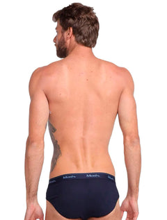 Cueca Mash Slip Cotton Basic Marinho/Preta Pack 3UN