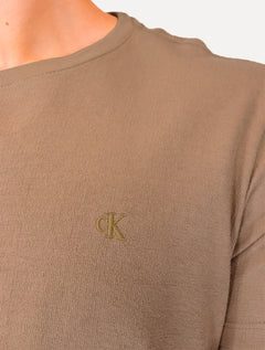 Camiseta Calvin Klein Jeans Masculina Soft CK Logo Caqui Médio