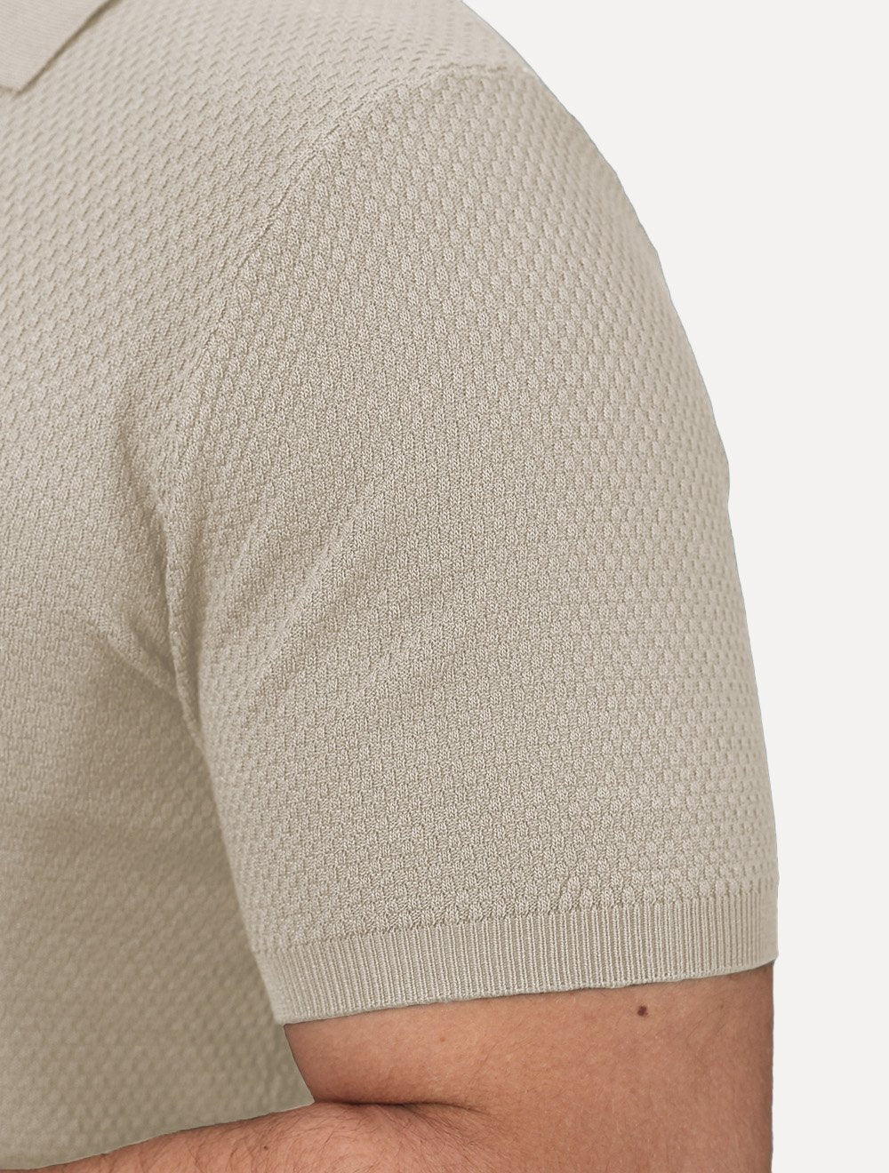 Polo Dixen Masculina Tricot Manga Curta Areia