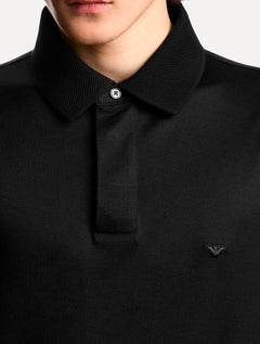 Camisa Polo Empório Armani Masculina Texturized Collar Preta