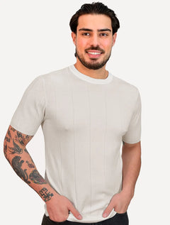 Camiseta Dixen Masculina Tricot Manga Curta Gola Careca Branco