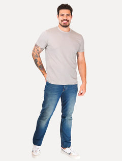 Camiseta King & Joe Masculina Pima Touch Logo Peito Caqui Claro