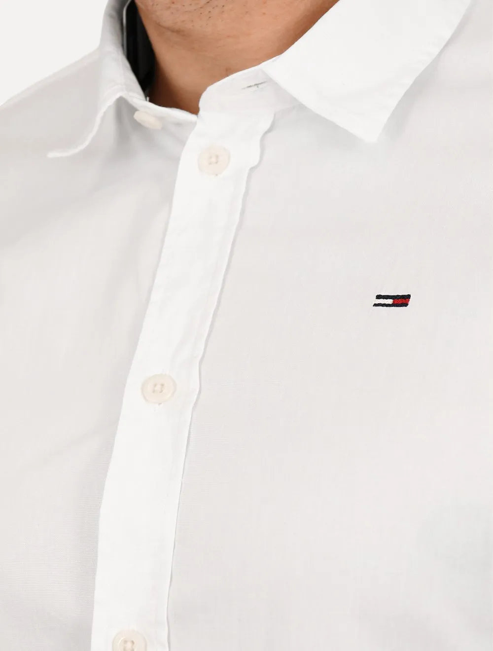 Camisa Tommy Jeans Masculina Slim Original Stretch Branca