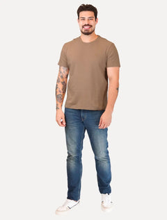 Camiseta Calvin Klein Jeans Masculina Soft CK Logo Caqui Médio