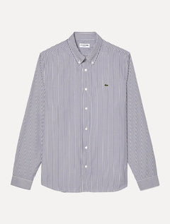 Camisa Lacoste Masculina Regular Stripes Blanc Marine Branca