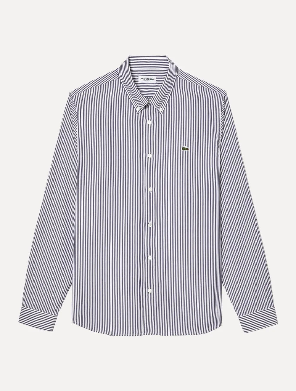 Camisa Lacoste Masculina Regular Stripes Blanc Marine Branca
