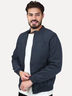 Jaqueta Dixen Masculina Sarja Forrada Zíper Frontal Azul Marinho