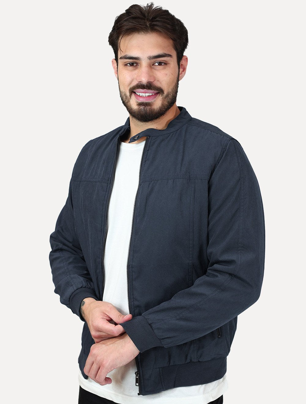 Jaqueta Dixen Masculina Sarja Forrada Zíper Frontal Azul Marinho