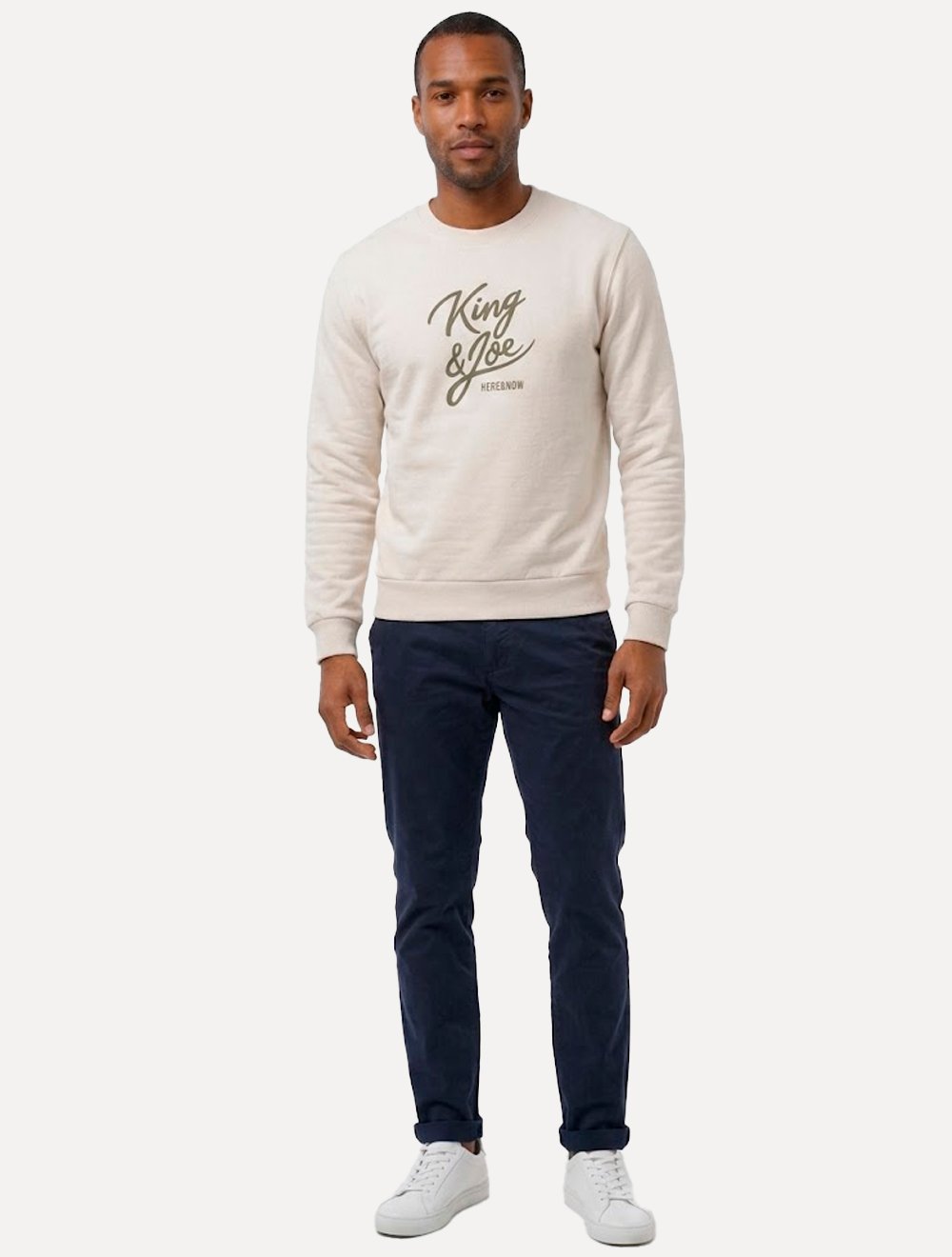 Blusão King & Joe Masculino Moletom Crewneck Signature Areia