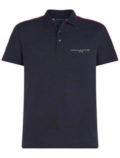 Polo Tommy Hilfiger Masculina Regular Global Stripe Shoulder Azul Marinho