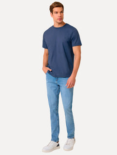 Camiseta Dudalina Masculina Essentials Modal Logo Azul Marinho