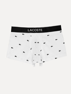 Cuecas Lacoste Trunk Casual Stretch Signature Preta/Chumbo/Branca Pack 3UN