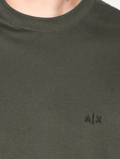 Camiseta Armani Exchange Masculina Regular Embroidery AX Logo Verde Musgo