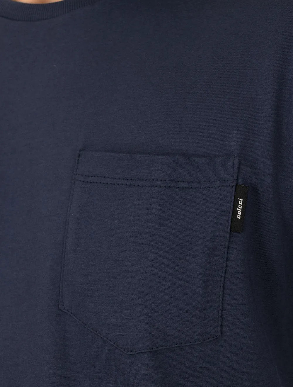 Camiseta Colcci Masculina Cotton Lateral Tag Pocket Azul Escuro